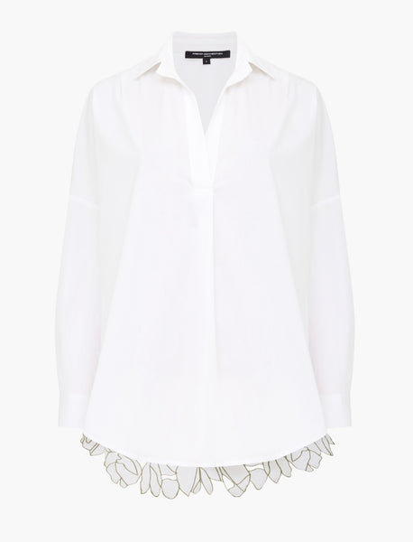 French Connection Lotta Alexis Cutout Back Shirt in White