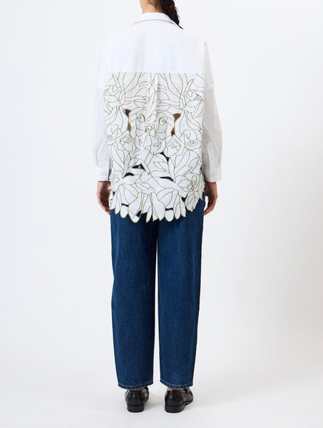 French Connection Lotta Alexis Cutout Back Shirt in White