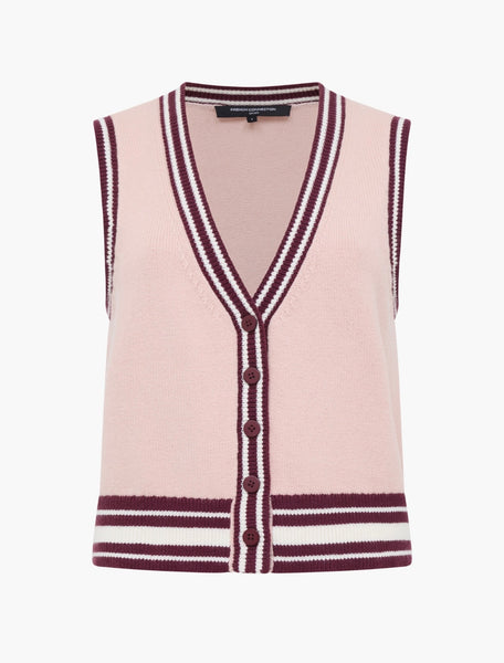 French Connection Junie Knit Button Through Vest in Pink