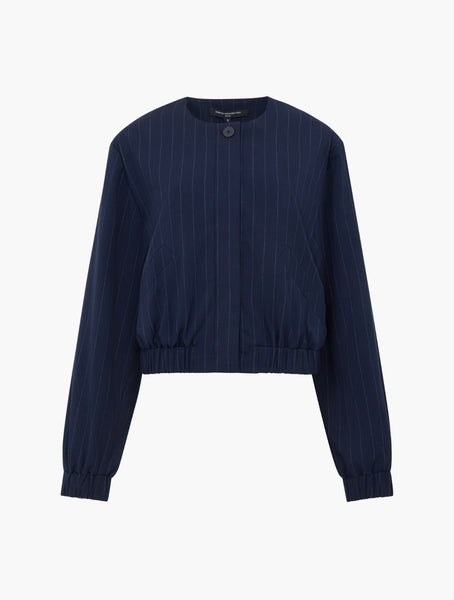 French Connection Alia Pinstripe Bomber Jacket in Navy