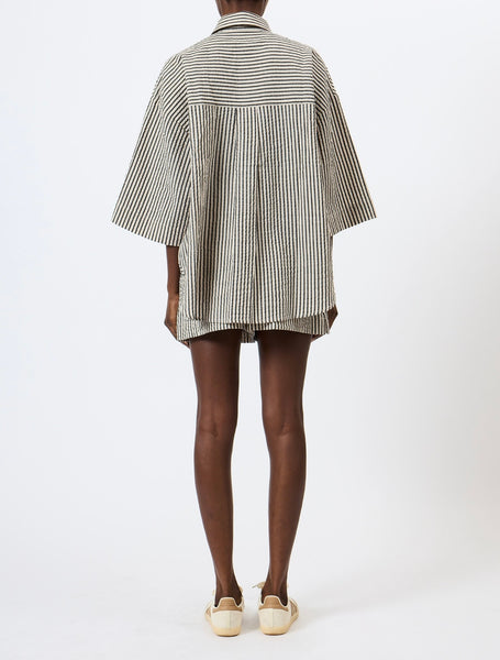 French Connection Lia Seersucker Striped Shirt in Cream