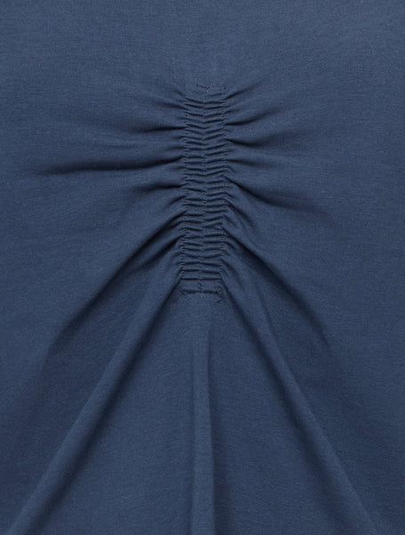 French Connection Rallie Ruched Front T-Shirt in Navy