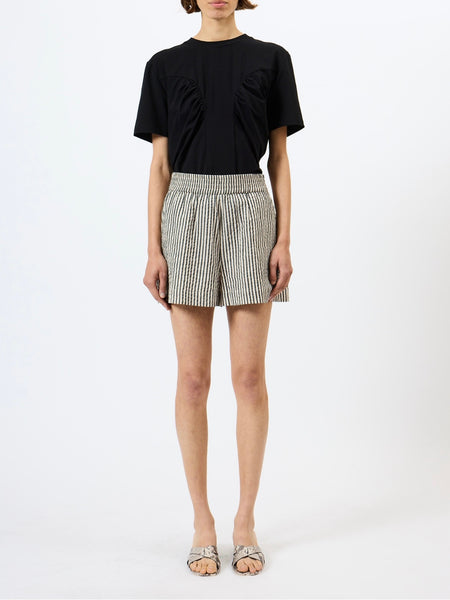 French Connection Lia Striped Shorts in Cream