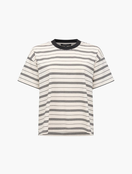 French Connection Pernille Jersey Striped T-Shirt in Cream