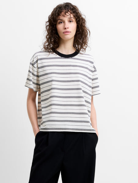 French Connection Pernille Jersey Striped T-Shirt in Cream