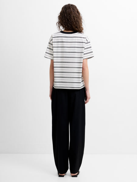 French Connection Pernille Jersey Striped T-Shirt in Cream