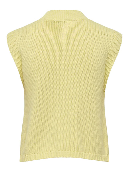 JDY Cable Knit Button Vest in Yellow