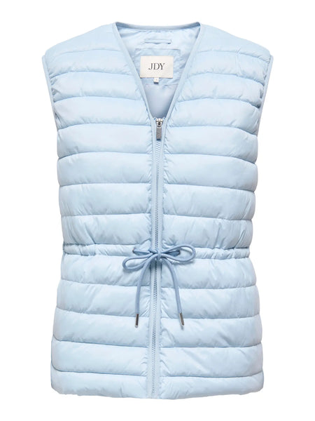 JDY Quilted Tie Gilet in Blue
