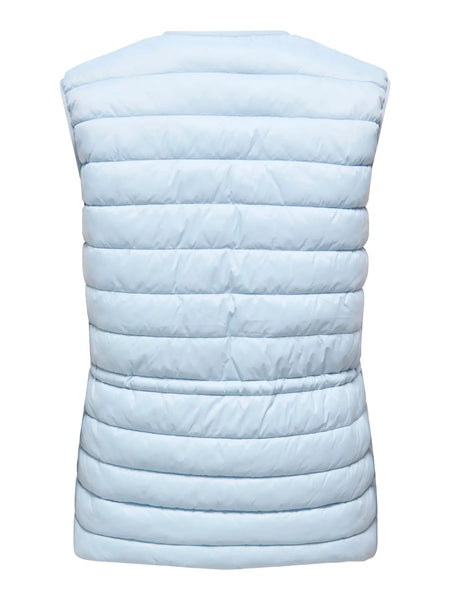 JDY Quilted Tie Gilet in Blue