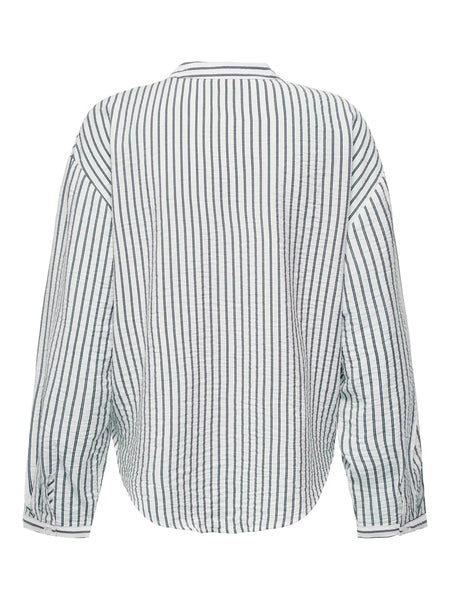 JDY Striped Front Knot Detail Shirt in White