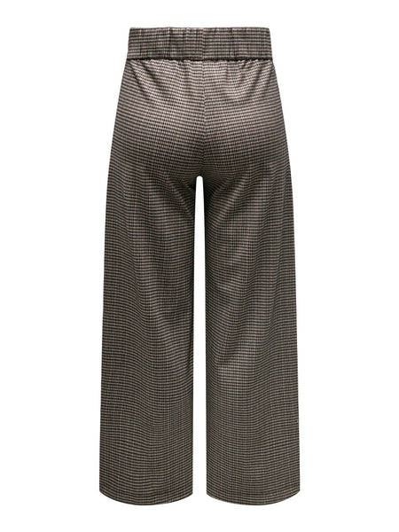 JDY Wide Leg Checked Trousers in Brown