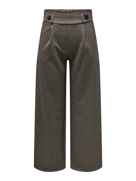 JDY Wide Leg Checked Trousers in Brown