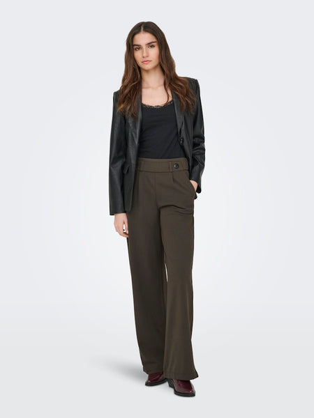 JDY Wide Leg Trousers in Chocolate Brown