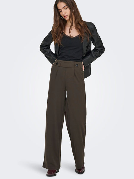 JDY Wide Leg Trousers in Chocolate Brown