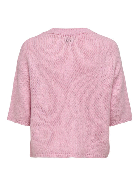 JDY Short Sleeve Knit Top in Pink