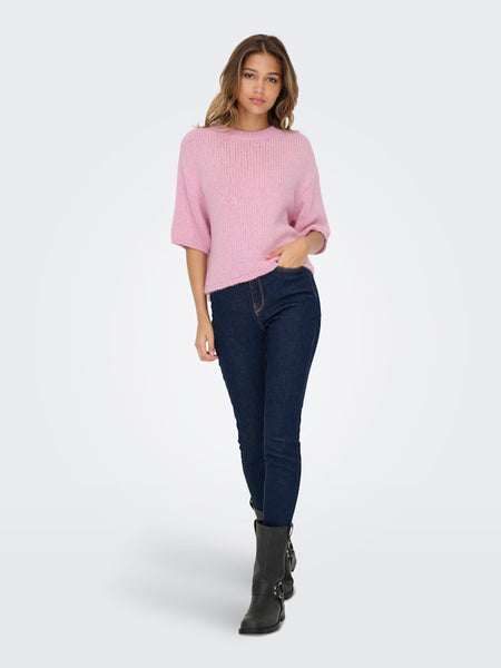 JDY Short Sleeve Knit Top in Pink