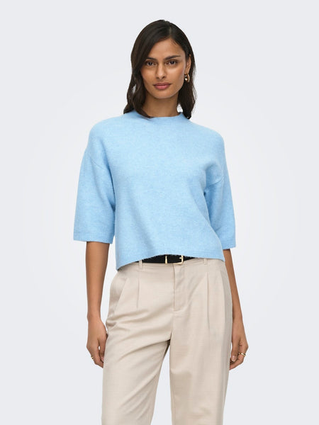 JDY 3/4 Sleeve Knit Top in Blue