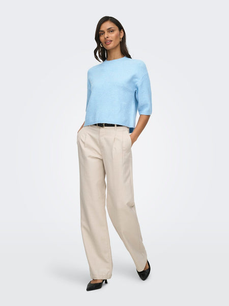 JDY 3/4 Sleeve Knit Top in Blue