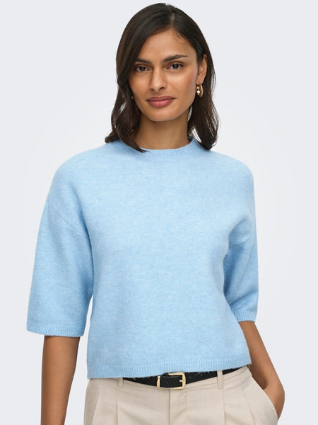 JDY 3/4 Sleeve Knit Top in Blue