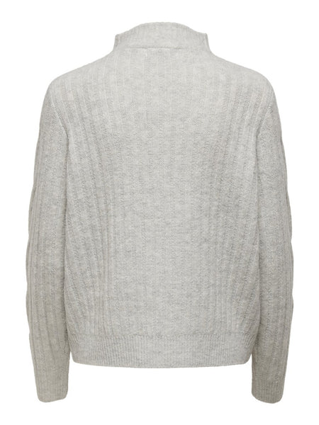 JDY Cable Knit 1/4 Zip Jumper in Grey