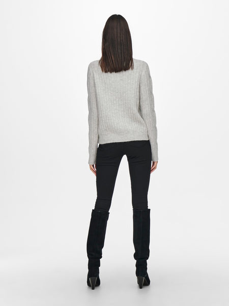 JDY Cable Knit 1/4 Zip Jumper in Grey