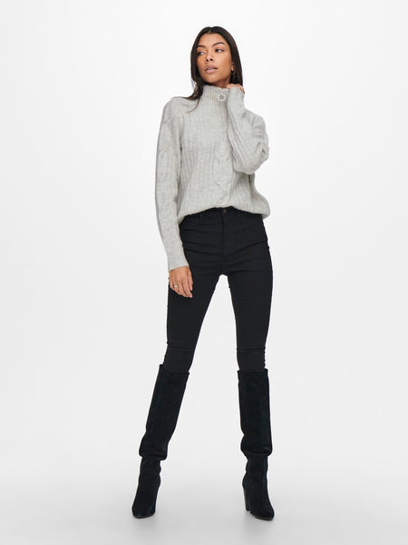 JDY Cable Knit 1/4 Zip Jumper in Grey