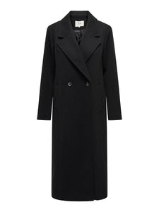 JDY Double Breasted Maxi Coat in Black