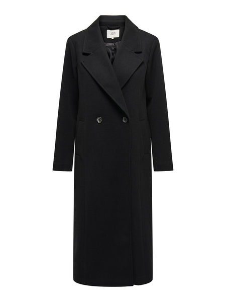 JDY Double Breasted Maxi Coat in Black