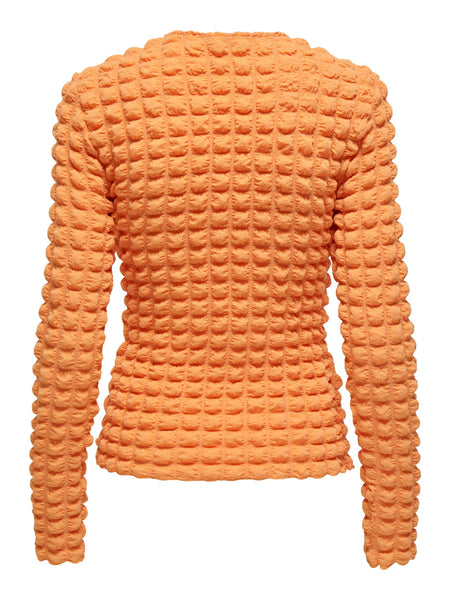 JDY Textured Long Sleeve Top in Orange