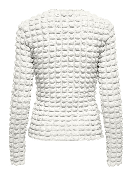 JDY Textured Long Sleeve Top in White
