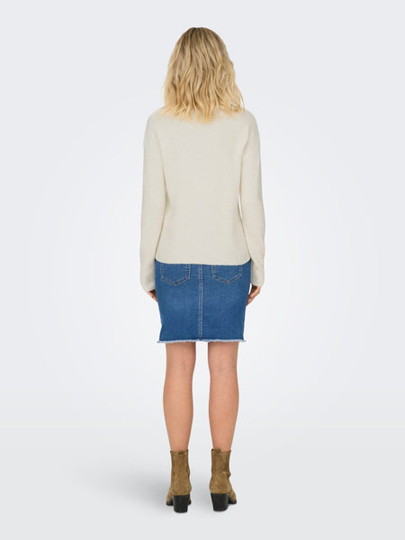 JDY Knitted High Neck Jumper in Cream