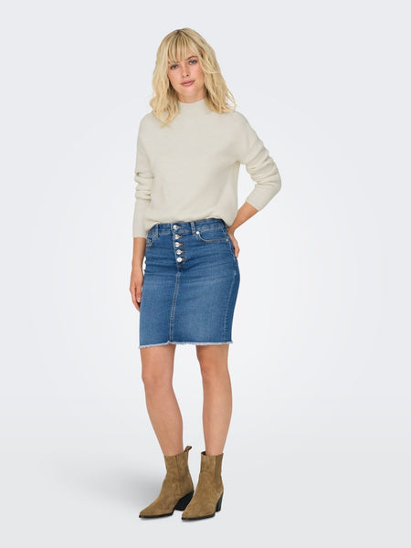 JDY Knitted High Neck Jumper in Cream