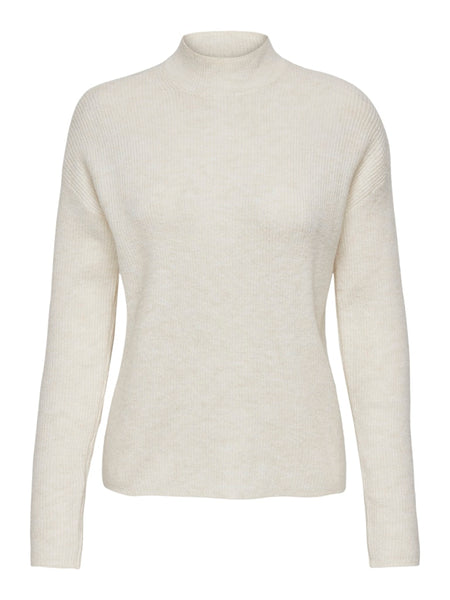 JDY Knitted High Neck Jumper in Cream