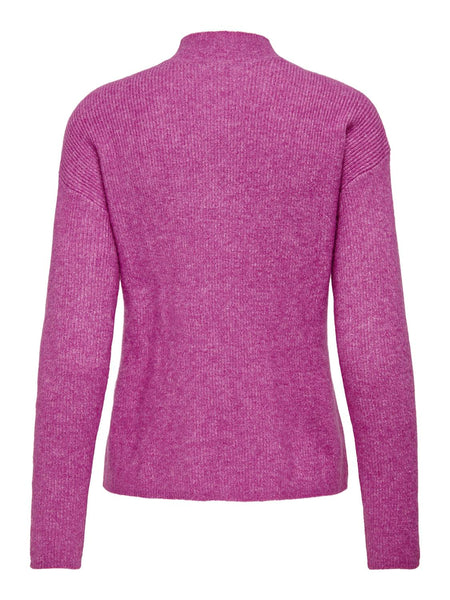 JDY Knitted High Neck Jumper in Pink