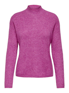 JDY Knitted High Neck Jumper in Pink