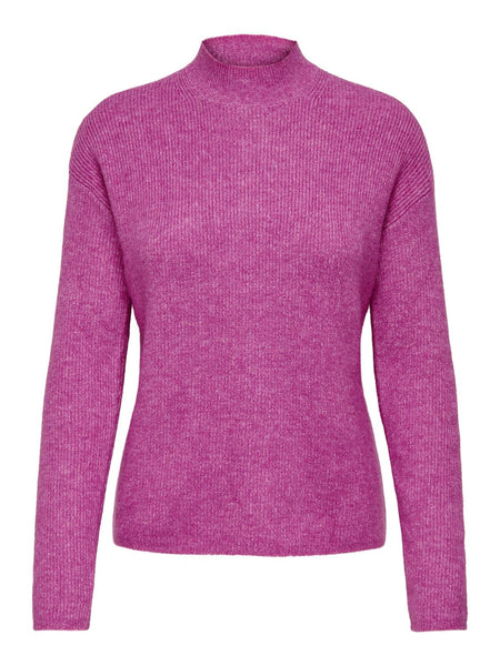 JDY Knitted High Neck Jumper in Pink