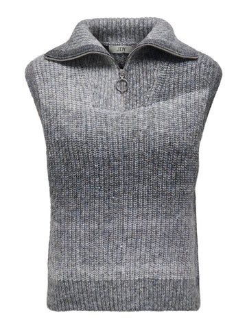 JDY Knitted 1/4 Zip Vest in Grey