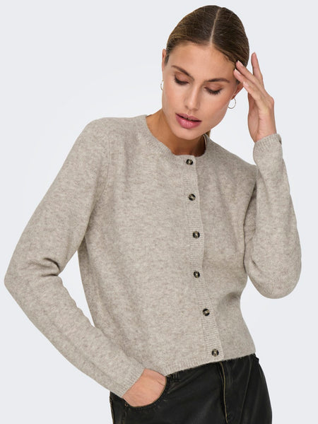 JDY Knitted Long Sleeve Cardigan in Beige