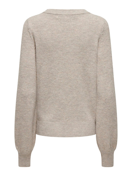 JDY Glitter Detail Boat Neck Knit Jumper in Beige