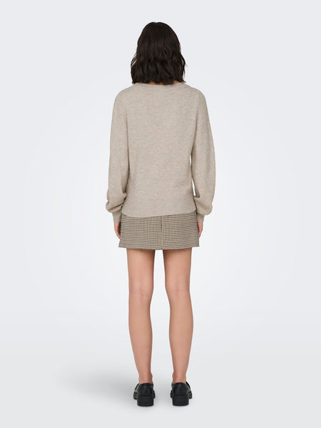 JDY Glitter Detail Boat Neck Knit Jumper in Beige