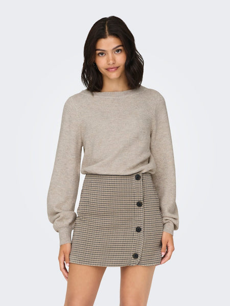 JDY Glitter Detail Boat Neck Knit Jumper in Beige