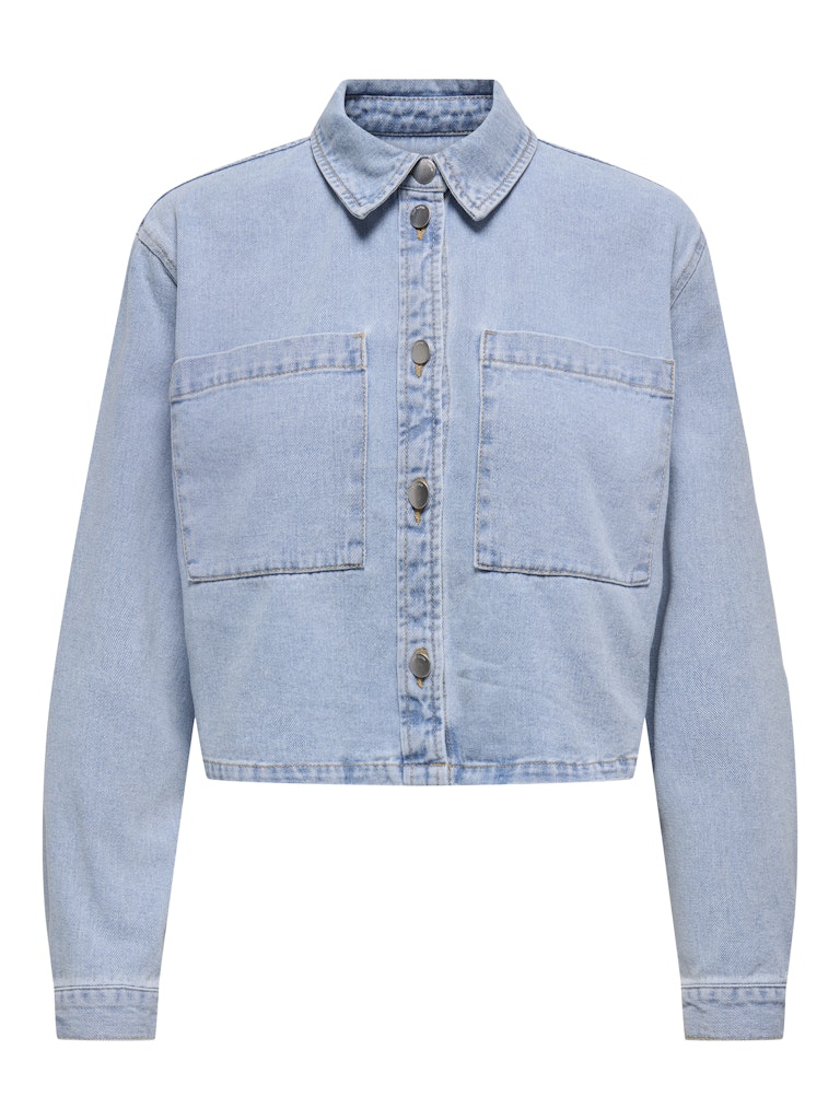 JDY Short Boxy Denim Shacket in Light Blue