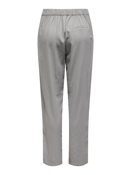JDY Tailored Linen Blend Straight Trousers in Grey
