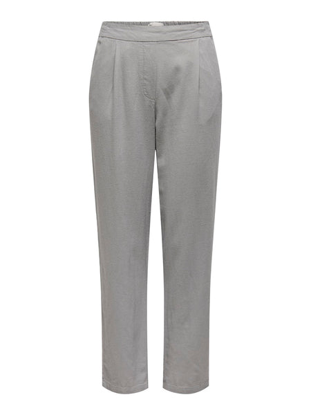 JDY Tailored Linen Blend Straight Trousers in Grey