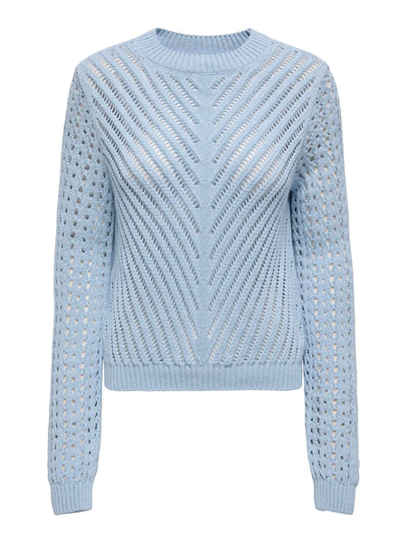 JDY Knitted O-Neck Jumper in Blue