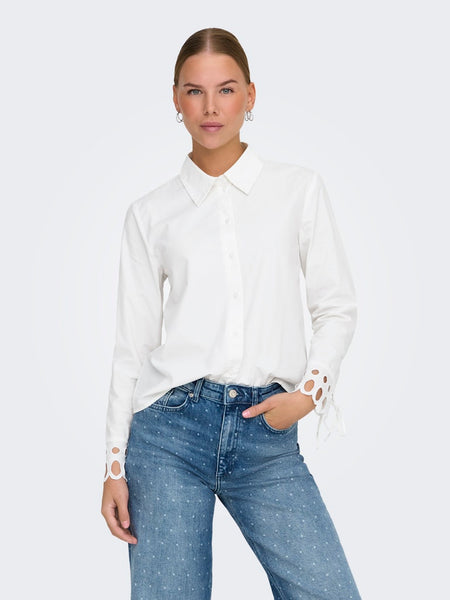 JDY Cut-Out Sleeve Shirt in White