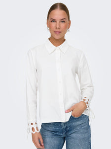 JDY Cut-Out Sleeve Shirt in White