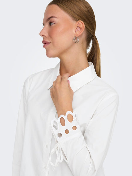 JDY Cut-Out Sleeve Shirt in White