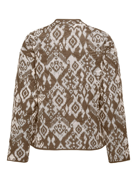 JDY Patterned Quilted Bomber Jacket in Brown