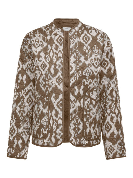 JDY Patterned Quilted Bomber Jacket in Brown